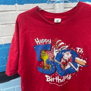 Y2K Vintage Dr. Seuss Universal Cat in the Hat Grinch Double Sided movie shirt